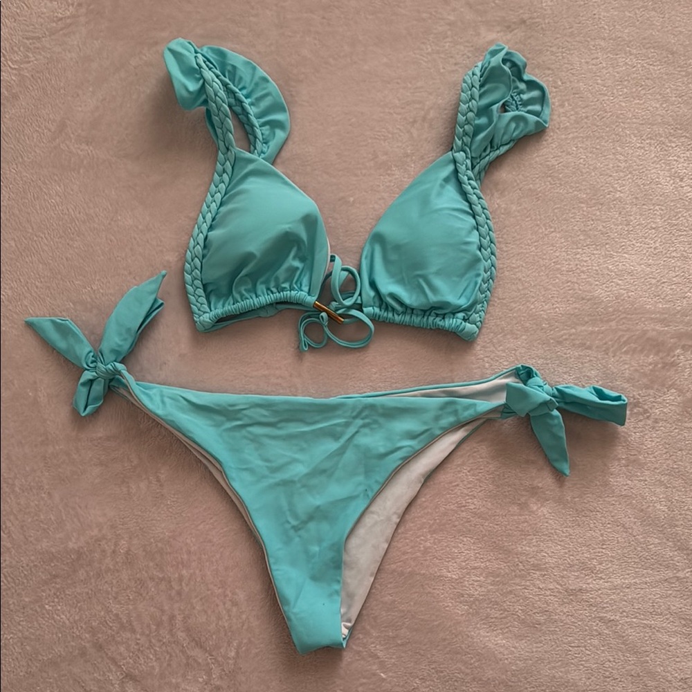 SHEIN Turquoise Braided Bikini